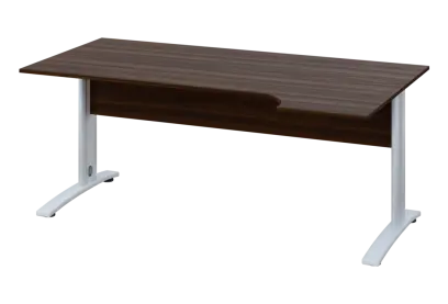 ERK 18 - 184 stůl kancelářský, rohový, pravý, kovová podnož bílá, deska 18 mm, široký 1800 mm, ořech královský